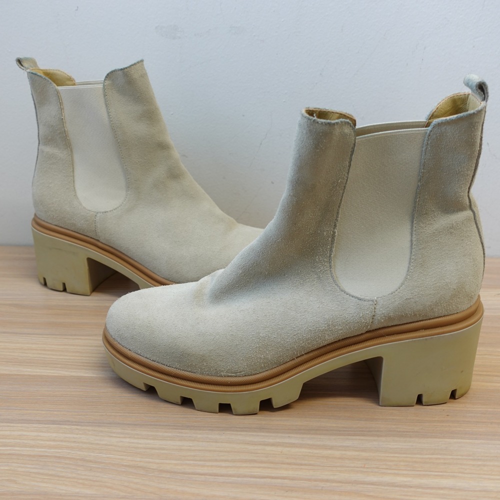 Soft Grunge Chelsea Boots Women 9 Cream ANTONIO DE FARIA Suede Chunky Lug Sole